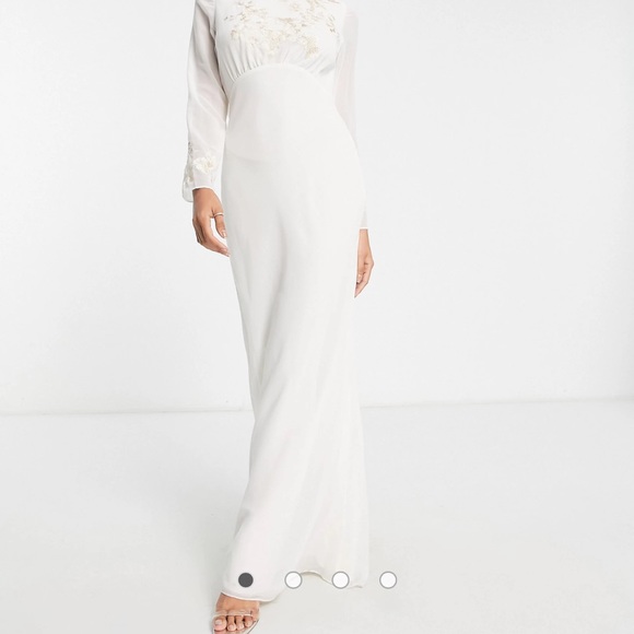 The Rowan Cowl Back Maxi Dress With Delicate Floral Embroidery UK size 8 - Picture 4 of 4